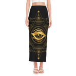 Geometric Eye of Providence Print Side Slit Maxi Skirt