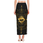 Geometric Eye of Providence Print Side Slit Maxi Skirt