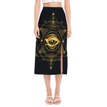 Geometric Eye of Providence Print Side Slit Midi Skirt