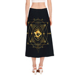 Geometric Eye of Providence Print Side Slit Midi Skirt