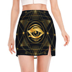 Geometric Eye of Providence Print Side Slit Mini Skirt