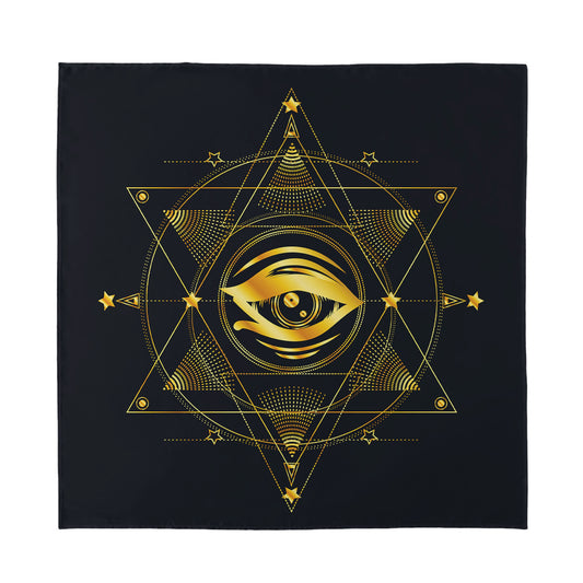 Geometric Eye of Providence Print Silk Bandana