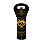 Geometric Eye of Providence Print Single Neoprene Wine Tote