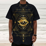 Geometric Eye of Providence Print Textured Short Sleeve Shirt