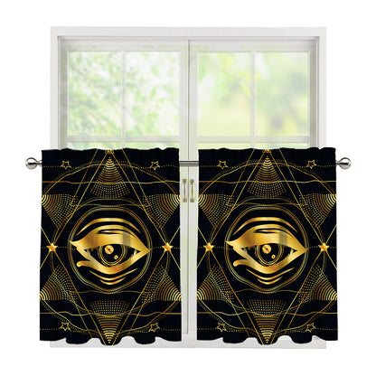 Geometric Eye of Providence Print Tier Curtains