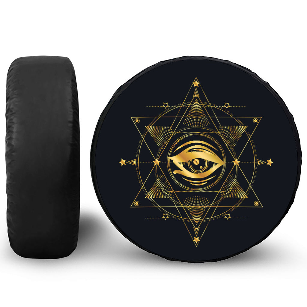 Geometric Eye of Providence Print Tire Cover