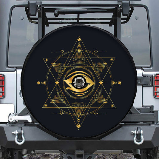 Geometric Eye of Providence Print Tire Cover With Camera Hole
