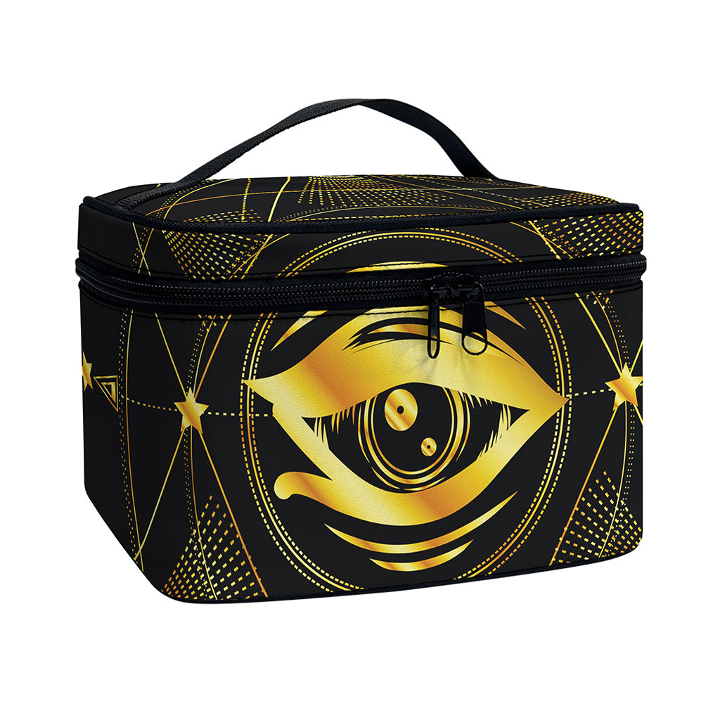 Geometric Eye of Providence Print Travel Makeup Bag