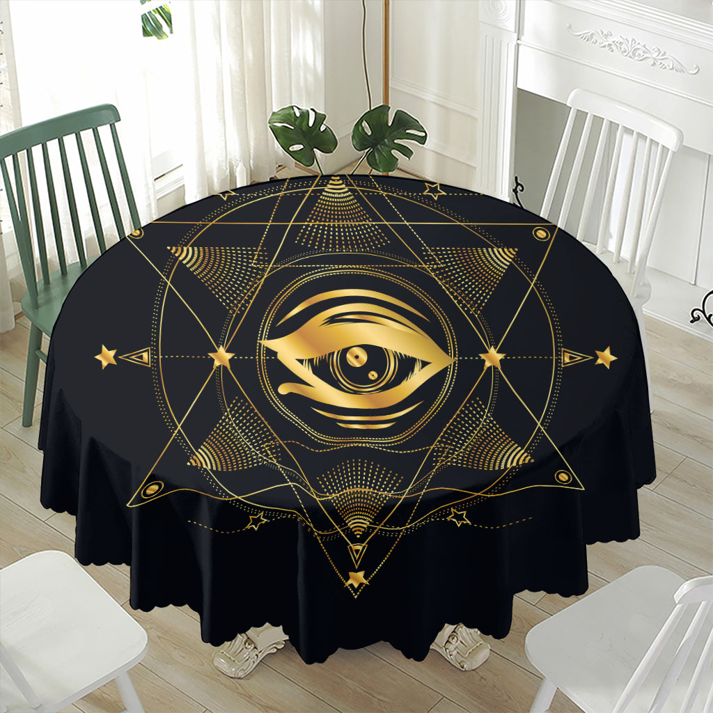 Geometric Eye of Providence Print Waterproof Round Tablecloth