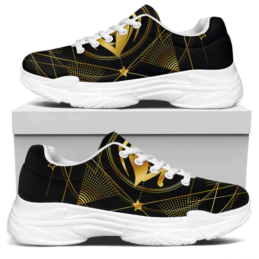 Geometric Eye of Providence Print White Chunky Shoes
