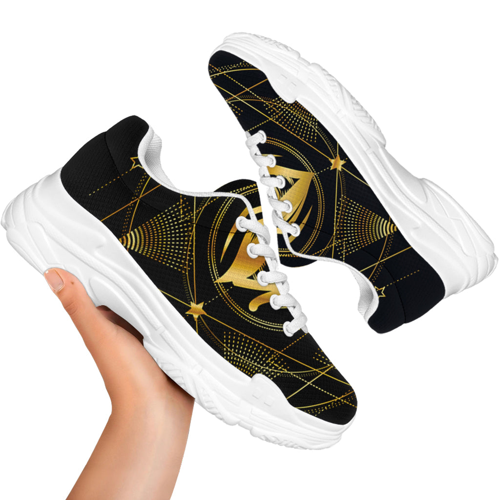 Geometric Eye of Providence Print White Chunky Shoes