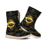 Geometric Eye of Providence Print Winter Boots