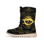 Geometric Eye of Providence Print Winter Boots
