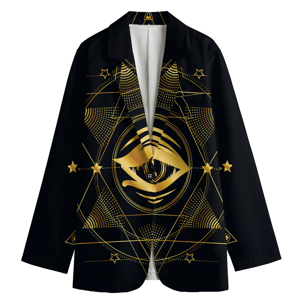 Geometric Eye of Providence Print Women's Blazer
