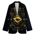 Geometric Eye of Providence Print Women's Cotton Blazer