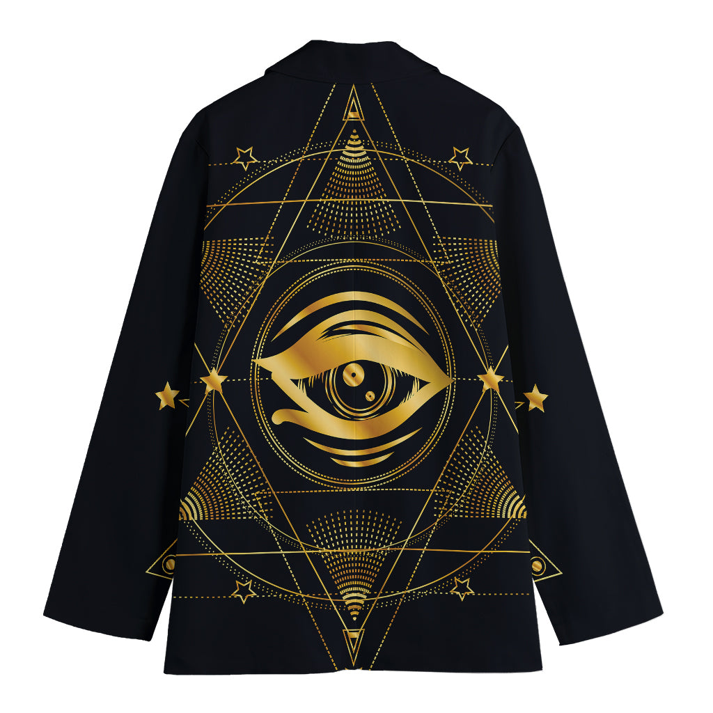 Geometric Eye of Providence Print Women's Cotton Blazer