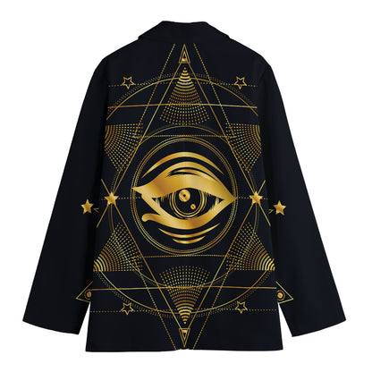 Geometric Eye of Providence Print Women's Cotton Blazer