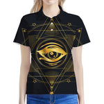 Geometric Eye of Providence Print Women's Polo Shirt