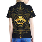 Geometric Eye of Providence Print Women's Polo Shirt