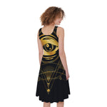 Geometric Eye of Providence Print Women's Sleeveless Dress
