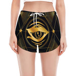 Geometric Eye of Providence Print Women's Split Running Shorts