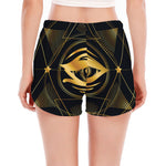 Geometric Eye of Providence Print Women's Split Running Shorts