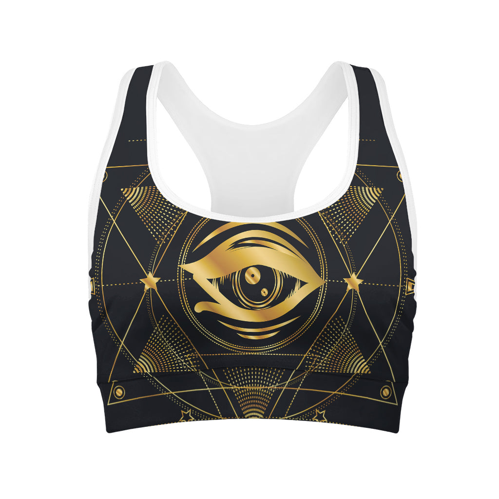 Geometric Eye of Providence Print Women's Sports Bra