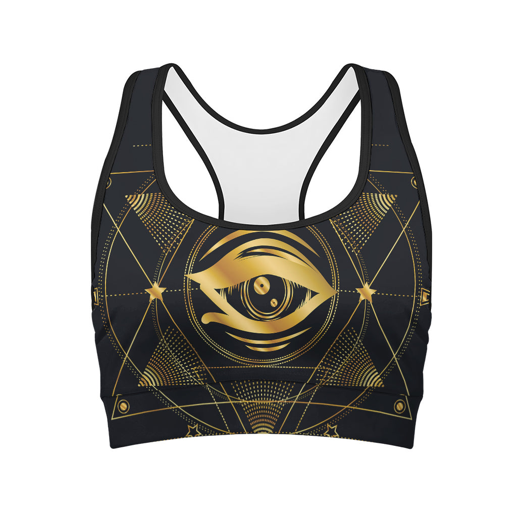 Geometric Eye of Providence Print Women's Sports Bra