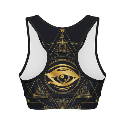 Geometric Eye of Providence Print Women's Sports Bra
