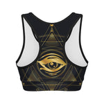 Geometric Eye of Providence Print Women's Sports Bra