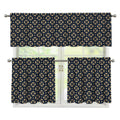 Geometric Floral Print 3 Piece Kitchen Curtains