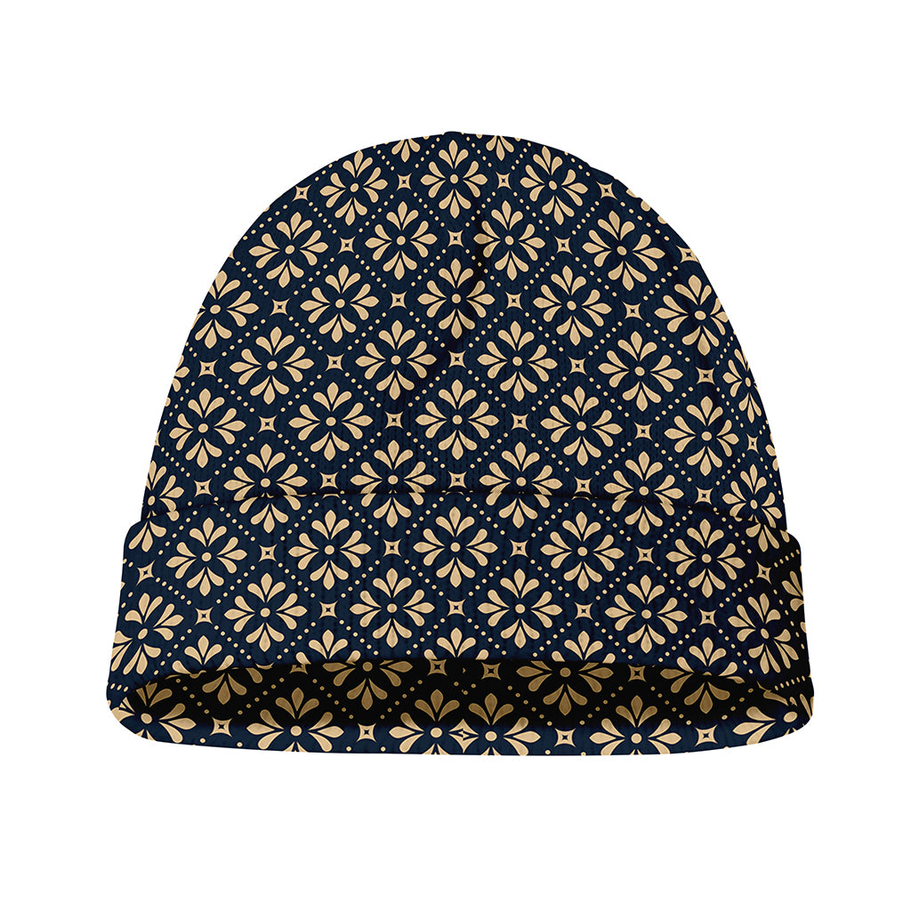 Geometric Floral Print Beanie