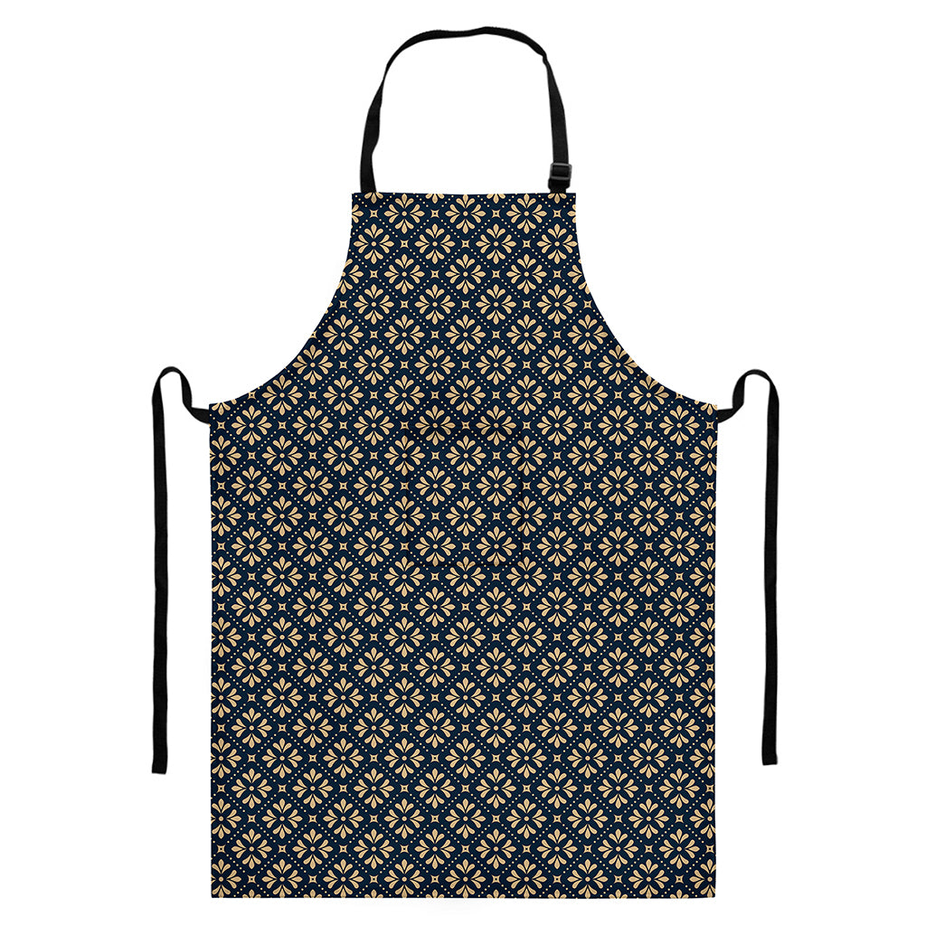 Geometric Floral Print Bib Apron With Pocket