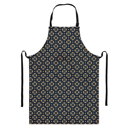 Geometric Floral Print Bib Apron With Pocket