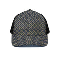 Geometric Floral Print Black Mesh Trucker Hat