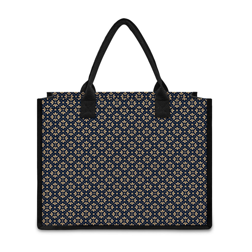 Geometric Floral Print Canvas Tote Bag
