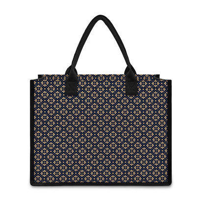 Geometric Floral Print Canvas Tote Bag