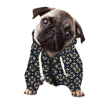 Geometric Floral Print Dog Zip Up Hoodie