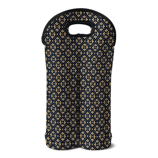 Geometric Floral Print Double Neoprene Wine Tote