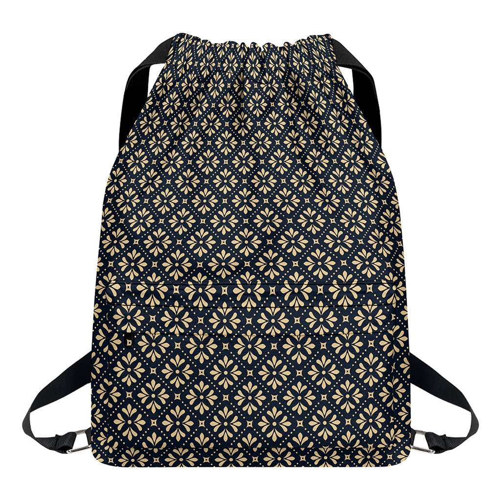 Geometric Floral Print Drawstring Backpack