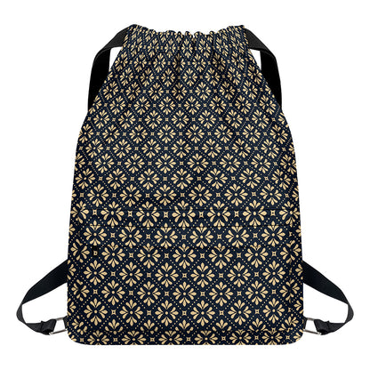 Geometric Floral Print Drawstring Backpack