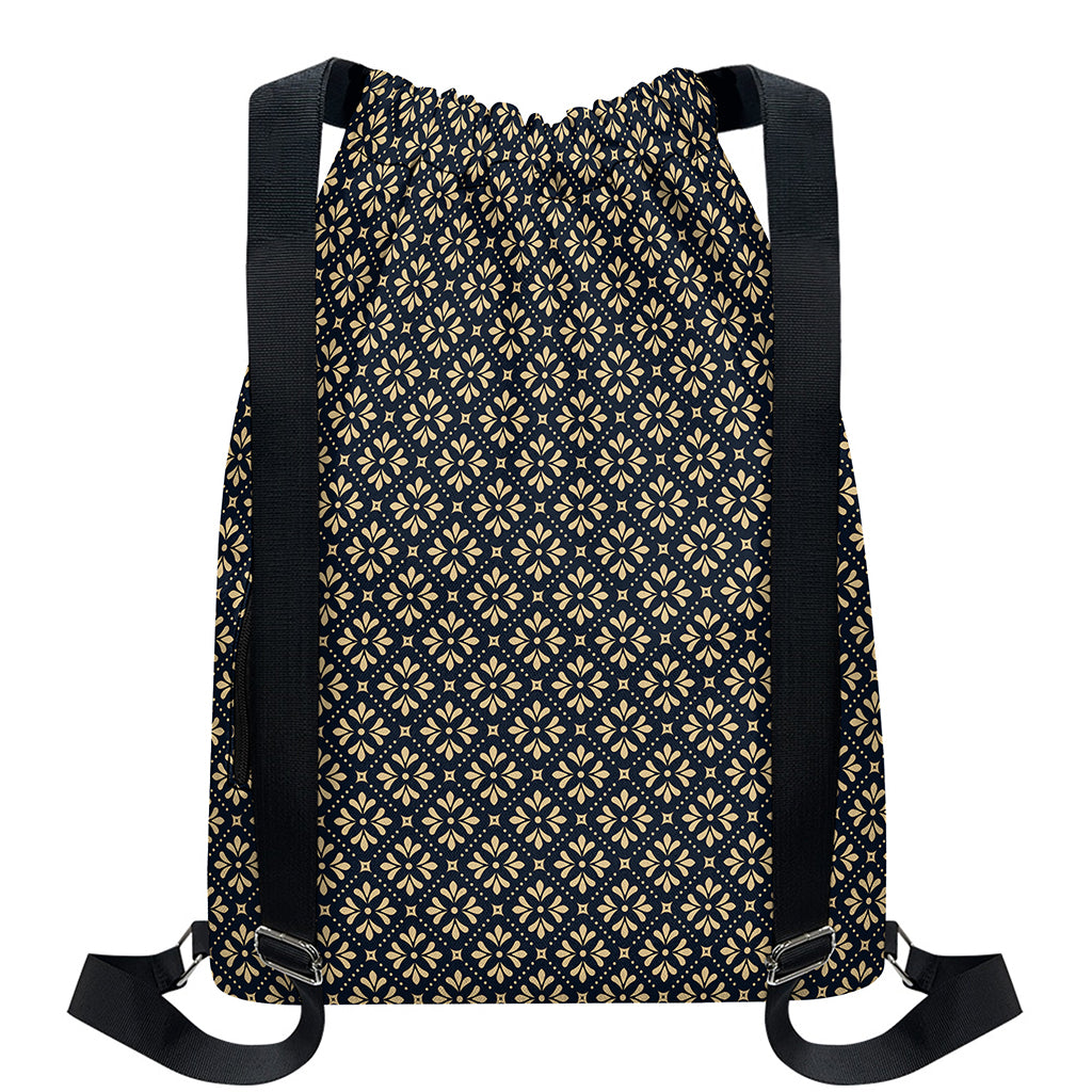 Geometric Floral Print Drawstring Backpack