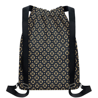 Geometric Floral Print Drawstring Backpack