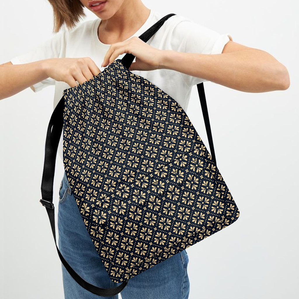 Geometric Floral Print Drawstring Backpack