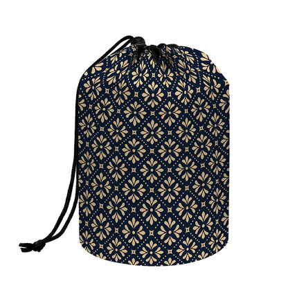 Geometric Floral Print Drawstring Makeup Bag