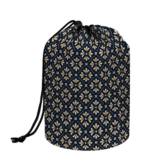 Geometric Floral Print Drawstring Makeup Bag