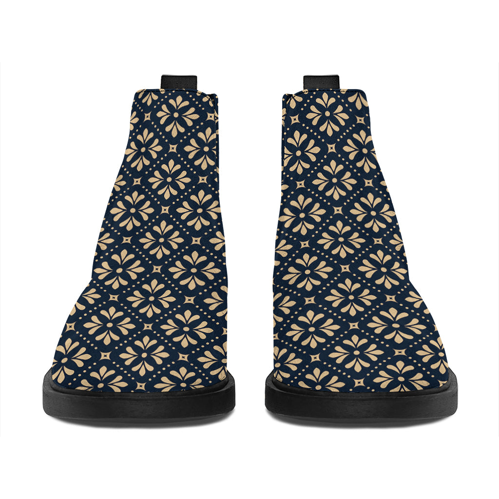 Geometric Floral Print Flat Ankle Boots