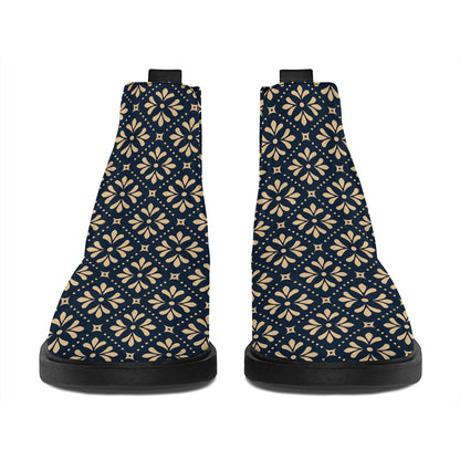 Geometric Floral Print Flat Ankle Boots