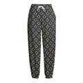 Geometric Floral Print Fleece Lined Knit Pants