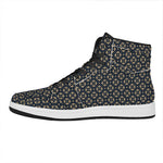 Geometric Floral Print High Top Leather Sneakers